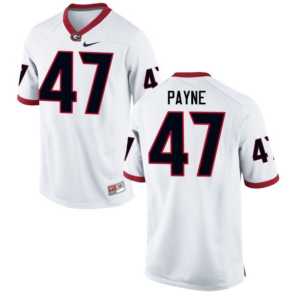 Men Georgia Bulldogs #47 Christian Payne College Football Jerseys-White - Click Image to Close